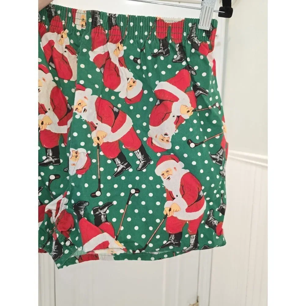 Vintage Joe Boxer Extra Large Santa Playing Golf Cotton Sleep Shorts‎ Christmas